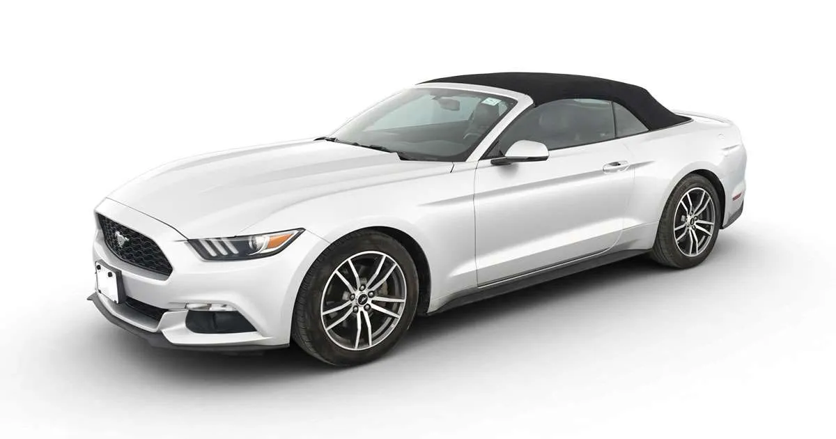 White Mustang convertible on white background